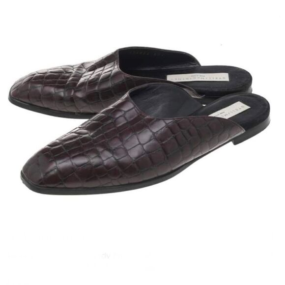 Stella McCartney Burgundy Faux Croc Embossed Leather Mules Size 38 / US 8 - Picture 14 of 14